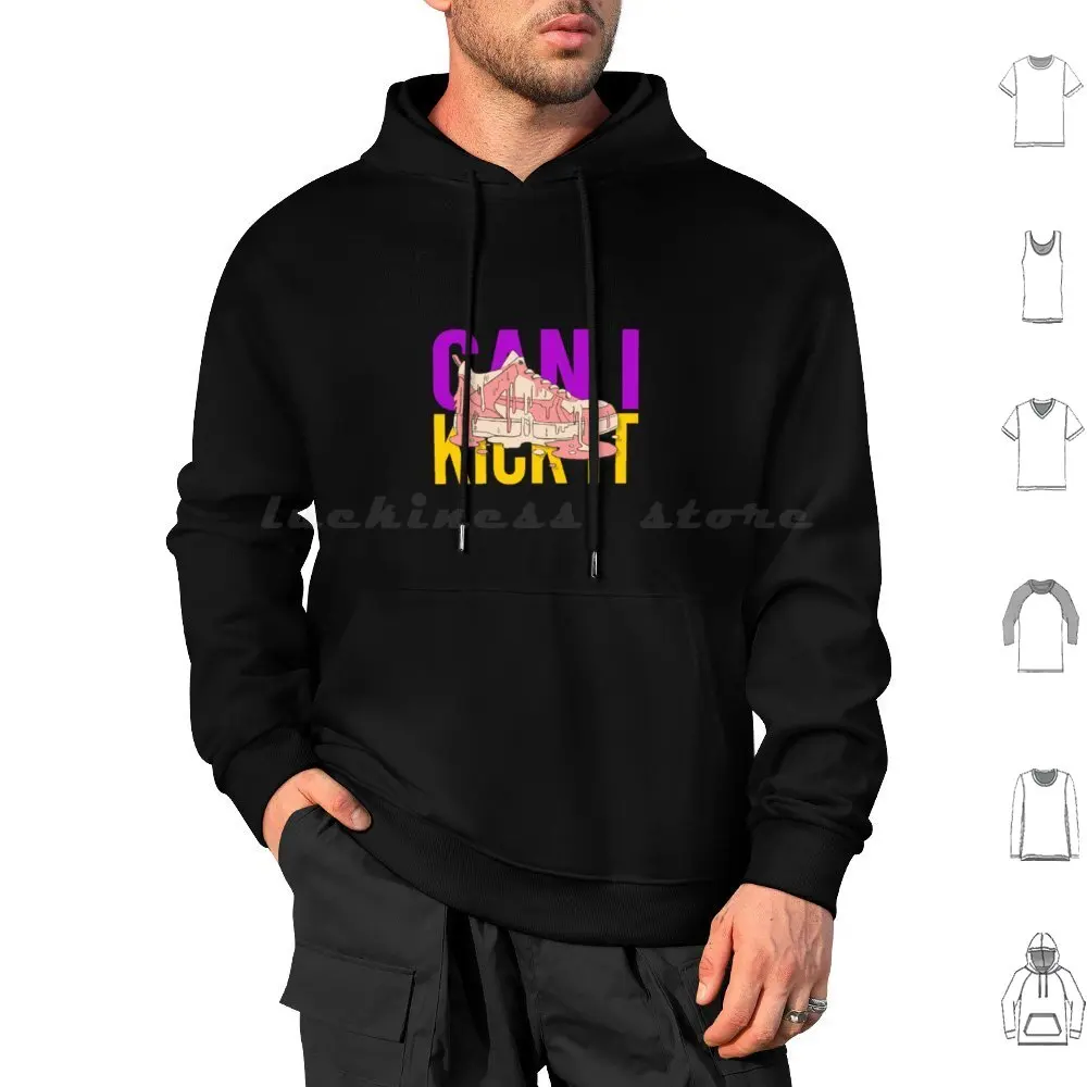 Can I Kick It ? Retro Sneakerhead Delight-Colorful Hip-Hop Illustration Hoodies Long Sleeve Can I Kick It Q Tip A