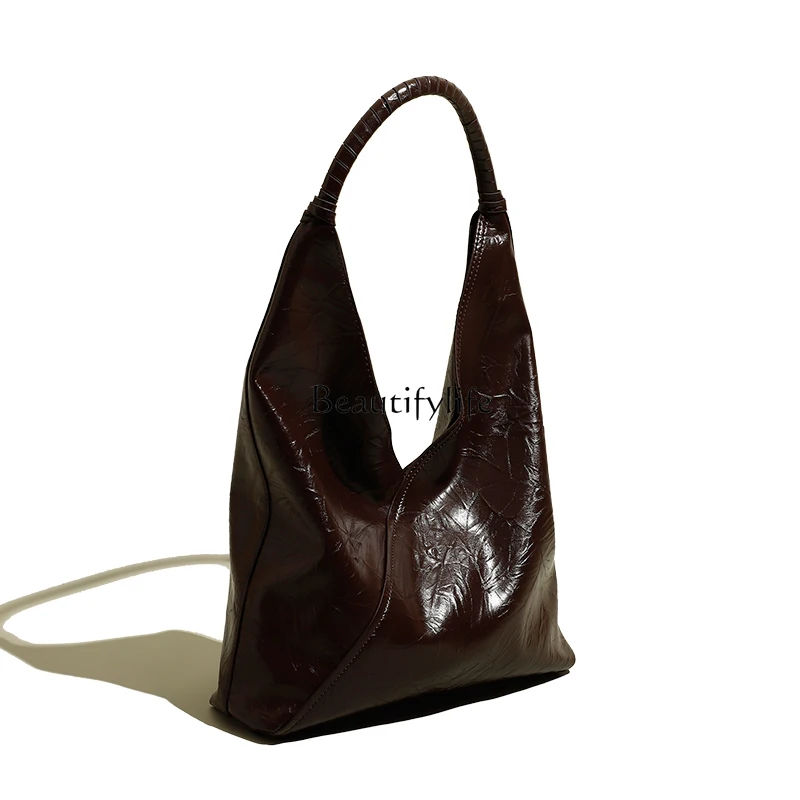 Textured Leather Shoulder Underarm Bag, Large Capacity, Idle Style, All-Match