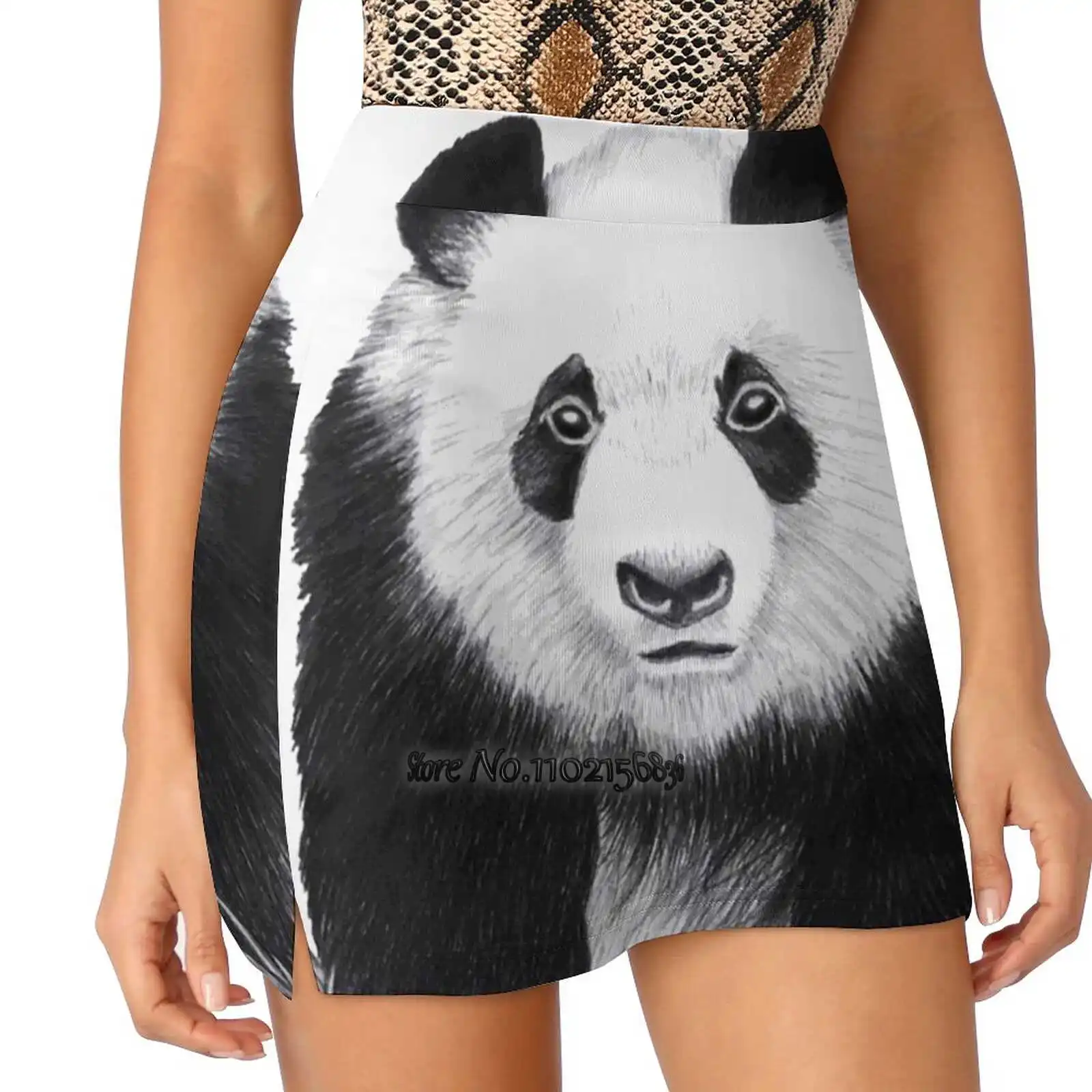 Panda Women Tennis Skirts Golf Badminton Pantskirt Sports Phone Pocket Skort Panda Panda Bear Animals Lifelike Panda Panda