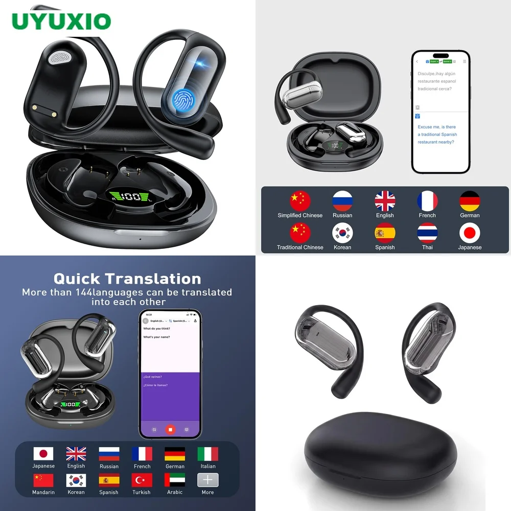 AI Translation Earbuds OWS Earbuds Real-Time Translation No Subscription 4 Modes BT 5.4 144 Languages Open-Ear OWS Tech New