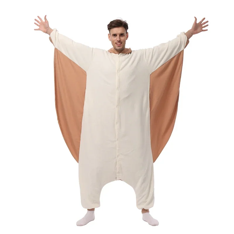 ELEIMOS Halloween Fliegendes Eichhörnchen Onesie Für Frauen Männer Erwachsene Tier Kigurumis Pyjamas Cartoon Pyjama Homewear Cosplay Kostüm