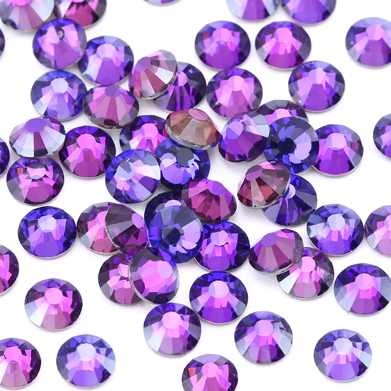 Non Hotfix Rhinestone Purple Velvet Plating Crystal Strass Diamond Rhinestones Charms Nail Art Decorations Glitter Stones