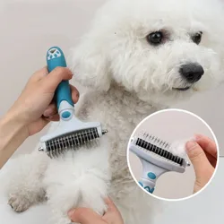 Dog Brush Stainless Steel Dog Hair Remover Pet Grooming Double-sided Cat Brush Knot Opening Combs for Cats Cleaning Pet Products