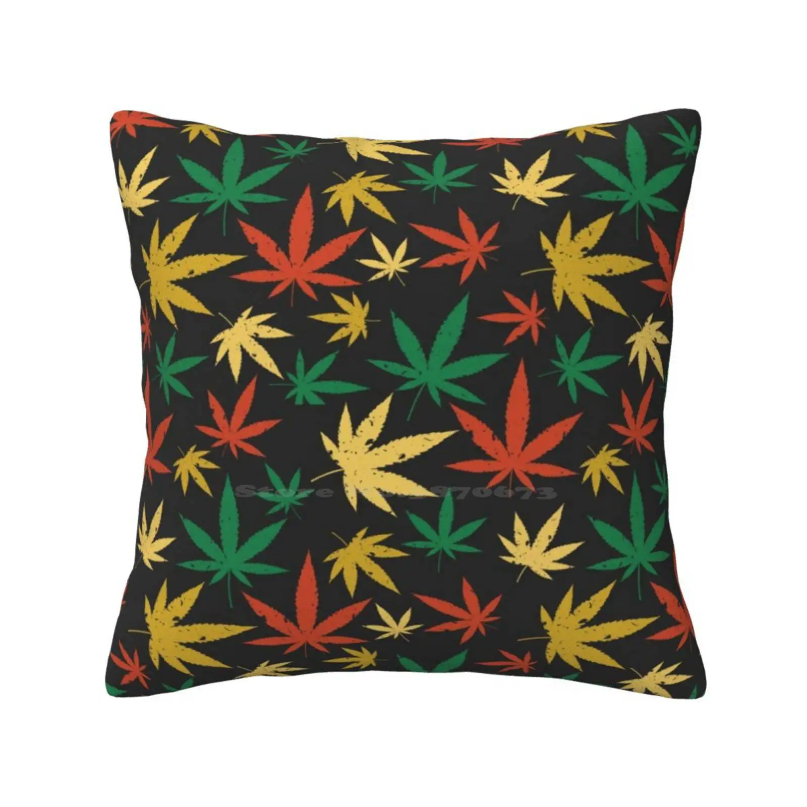 Seamless Throw Cushion Pillow Cover Pattern Hemp Narcotic Graphic Weed Seamless Abstract Decorative Leaf Nature Black