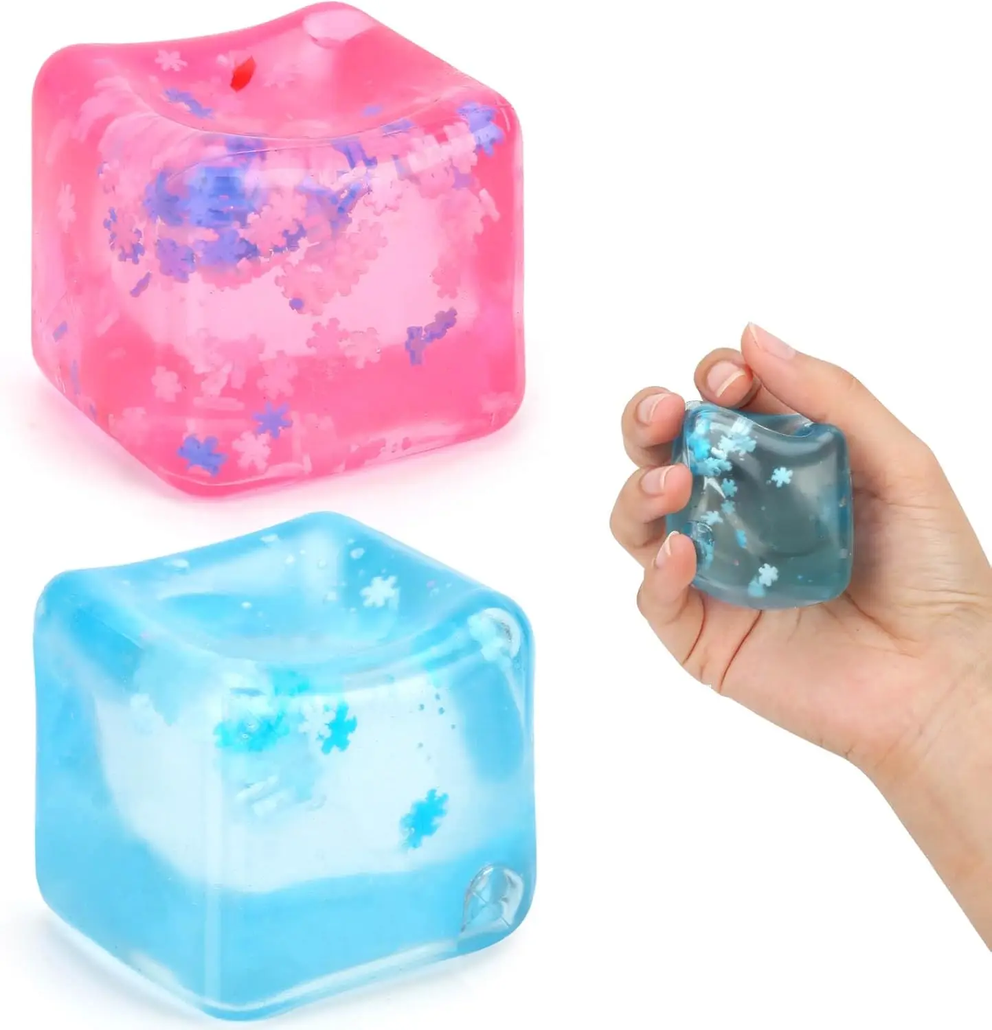 

2 Pack Soft Sensory Fidget Ice Cube Stress Balls for Kids Teens Adults - Squishy Stress Relief Toy