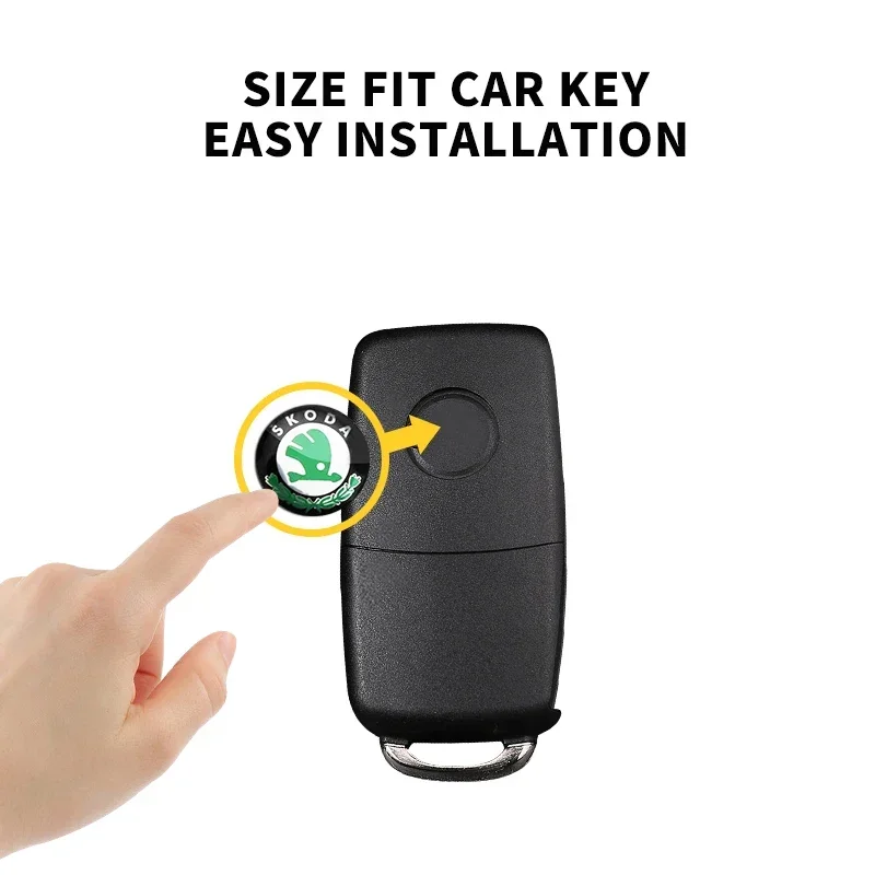 14mm Car Remote Control Key Car Logo Sticker Aluminum Emblem For Skoda octavia a5 a4 mk1 fabia superb rapid mk3 yeti 2006 sign