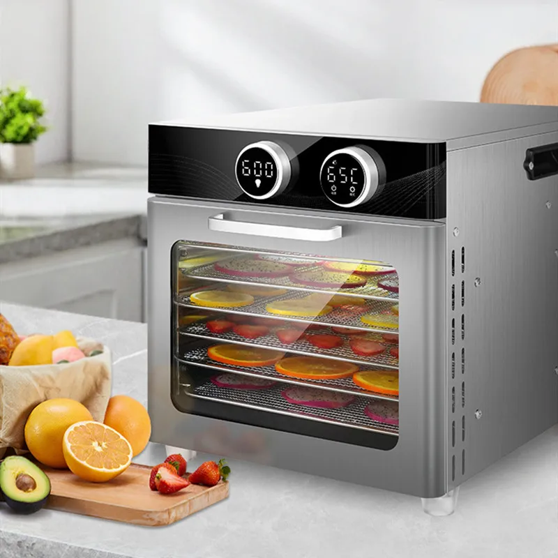 12단 식품 건조기 (듀얼 노브 컨트롤 포함) |   스테인레스 스틸 트레이 및 베이스 |   48시간 타이머, 30 ° C-90을 한국어로 번역해주세요 ° C 조절 가능 |   홈용/