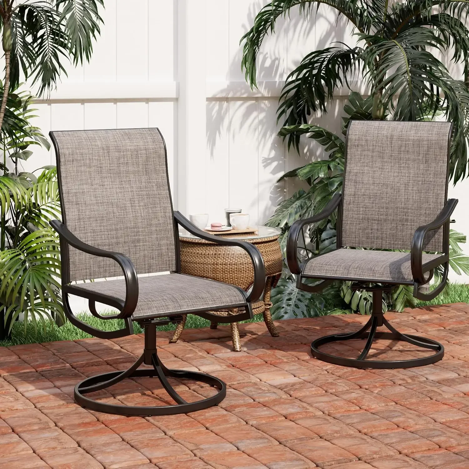 

Patio Swivel Dining Chairs Set of 4 Outdoor Kitchen Garden Metal Chair with Textilene Mesh Fabric