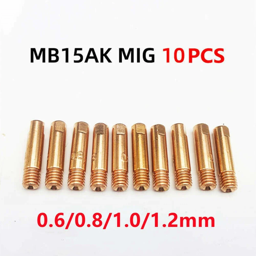 MB 15AK MIG MAG Welding Torch Contact Tip, Copper Gas Nozzle for Smooth Wire Feeding, 0 6mm/0 8mm/1 0mm/1 2mm, 10 pcs