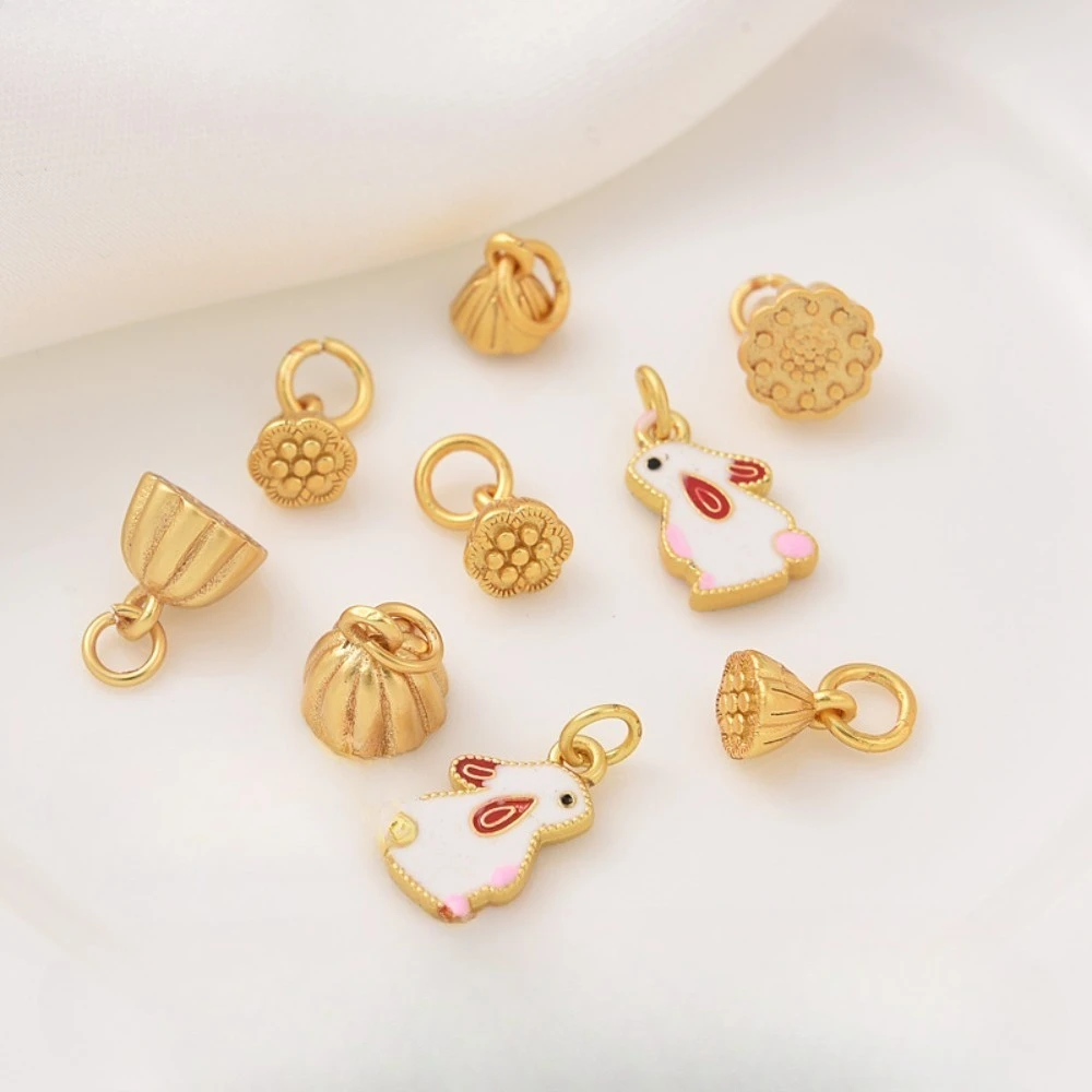 

Подвеска из нефритового кролика с матовым золотом 18 карат, удерживающая масляность, браслет ручной работы, подвеска в форме лотоса, ювелирный аксессуар