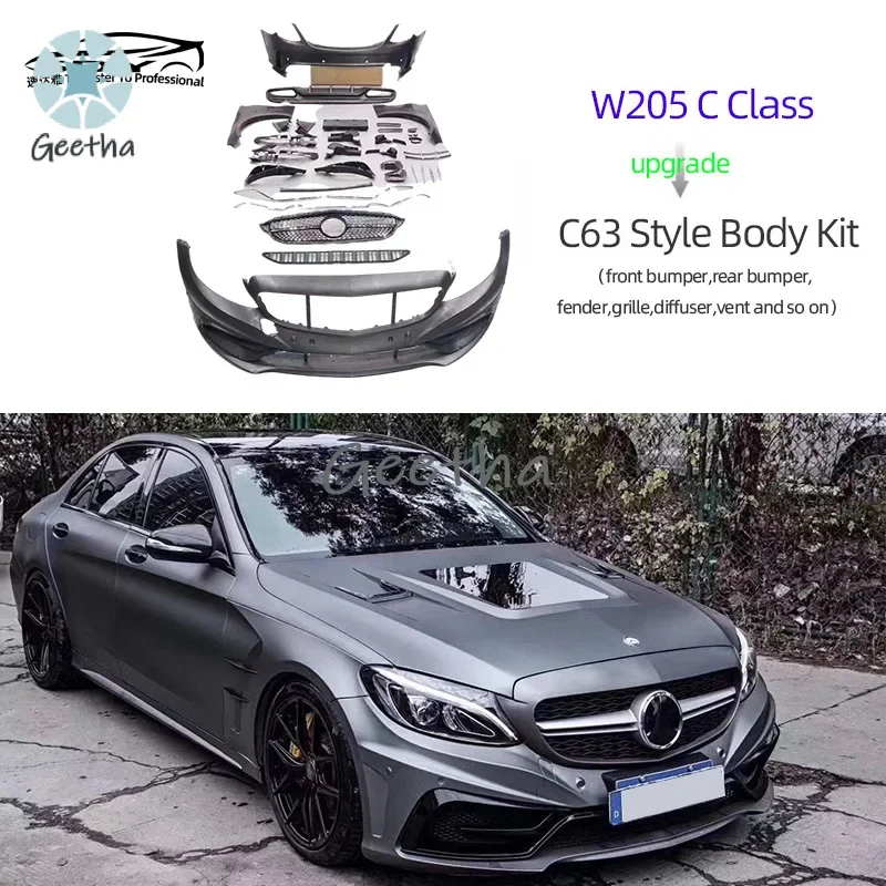 

W205 Update CS Style High Quality C63 Style Auto Parts Body Kit With Bumper Grill Fender for Mercedes Benz W205 C Class