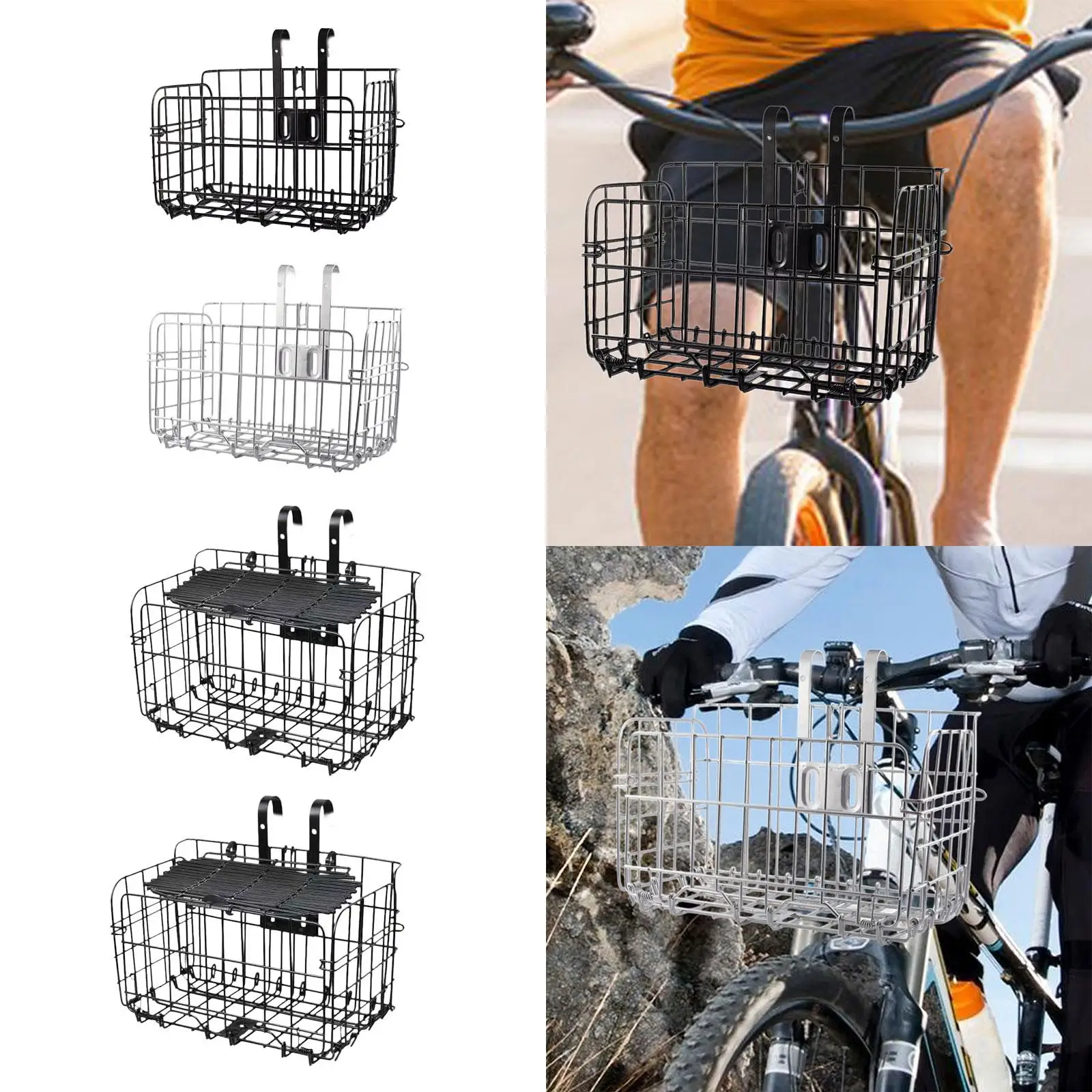 Bike Basket with Hooks, Practical Removable Simple Bicycle Handlebar Basket for