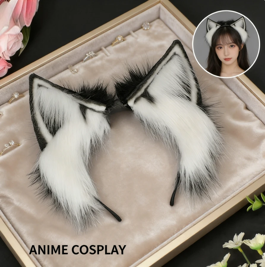 

2026 Movable Plush Ear Headband Detachable Electric Design For Comic Con Cosplay Party Cute Animal Hair Accessory
