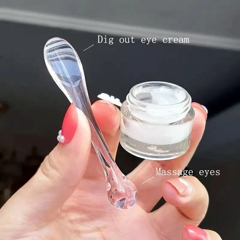 

1pcs Eye Cream Applicator Spoon Roller Transparent Massage Stick Cosmetic Spatulas Wrinkle Facial Mask Skin Care Plastic Spoon