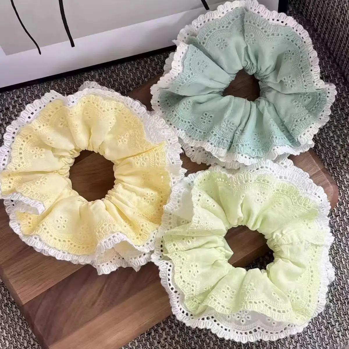 

Кружевная повязка на голову с вышивкой для женщин, милые кружевные резинки для волос, резинка, двухслойная повязка на голову, аксессуары для волос