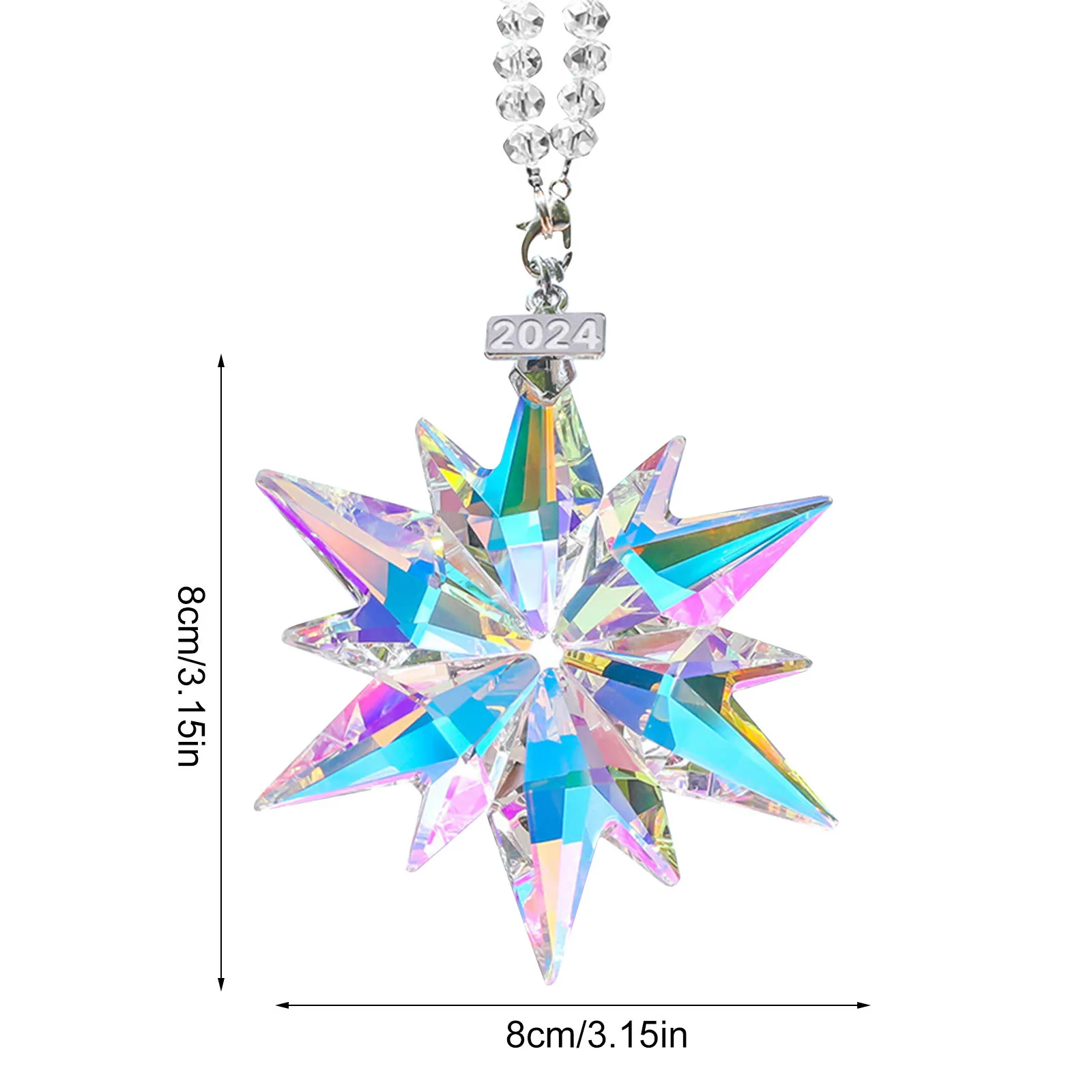 ثلاثية الأبعاد عيد الميلاد كريستال ندفة الثلج ستار الحلي شجرة عيد الميلاد قلادة حلية ديكور السيارة معلقة الديكور مهرجان هدية