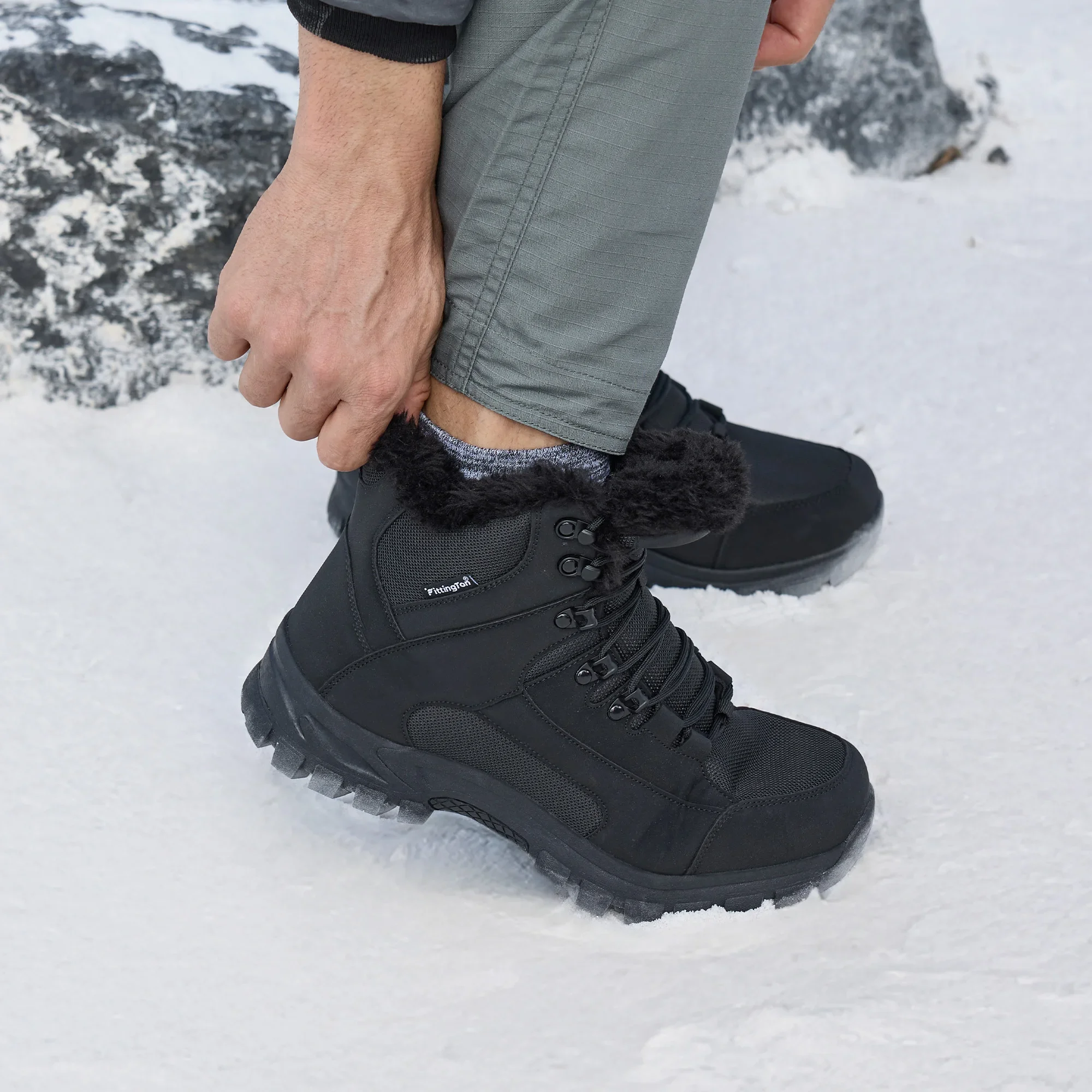 Herren Winter Schneestiefel Weite Passform Kältebeständig -25 ℃ Warme, dick gefütterte Outdoor-Wanderstiefel Herren-Winterschuhe zum Wandern und Trekking – Detail 3
