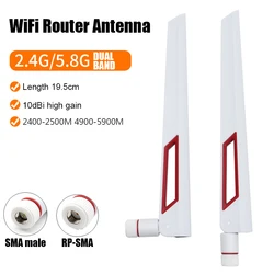 1pc 10dbi WIFI Antenna 2.4G 5.8Ghz Dual Band RP SMA Male Universal Antena wifi for Amplifier WLAN Router signal Booster Antenne