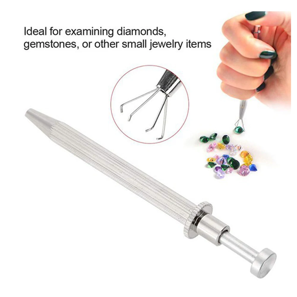 4 Claws Beads Holder Pick-Up Tool Jewelry Holder Stainless Steel Pick Up Tool  Diamond Gem  Claw Tweezers Jewelry Making Tool