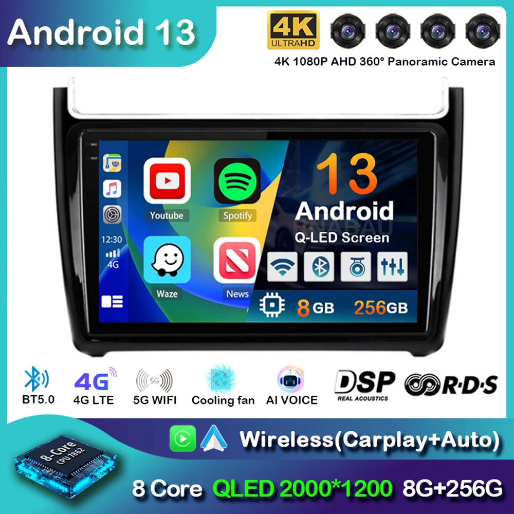 

Android 13 Carplay 4G+Wifi For Volkswagen VW polo 5 sedan 2008-2020 Car Radio Multimedia Player Stereo GPS 2 Din DVD Head Unit