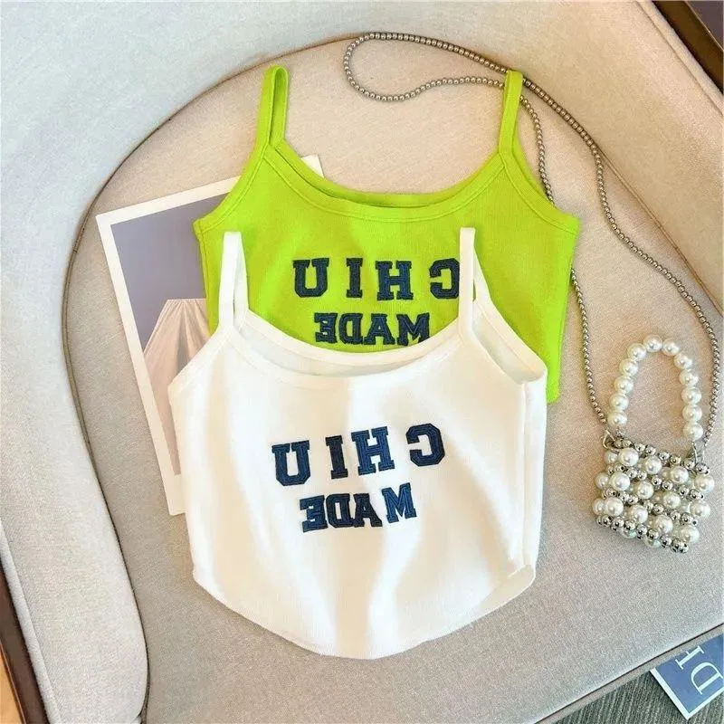 summer baby girls vest sling children Korean style letters kids crop top clothes toddler tank top camis 2 to 10 years
