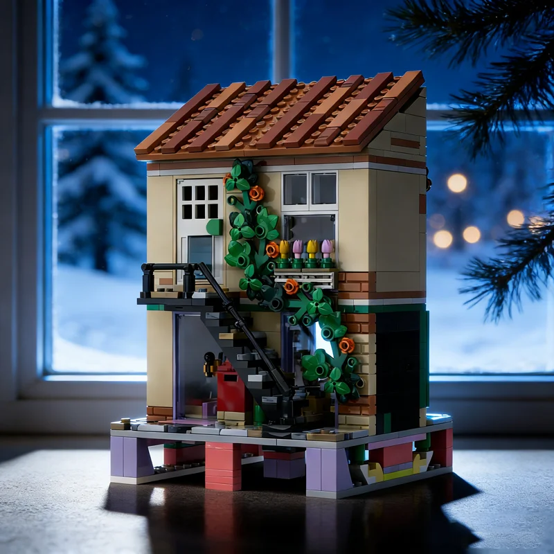 

640 шт. MOC музыкальный магазин Riviera расширение модульная уличная модель строительные блоки строительные игрушки рождественские подарки на день рождения