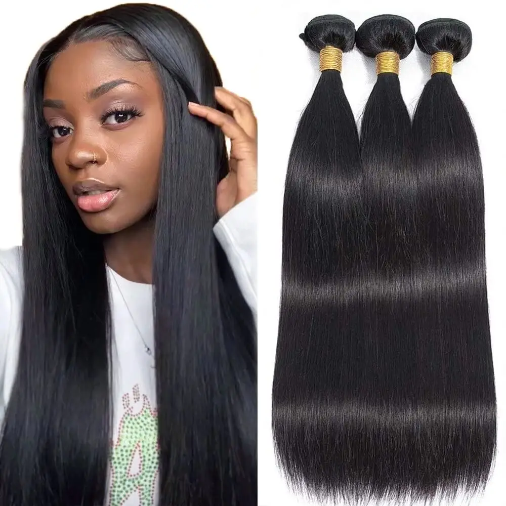 

12A Bone Straight Human Hair Bundles Deal Weaving 100% Unprocessed Virgin Human Hair Weave Extensions Can Be Dyed Natural Color