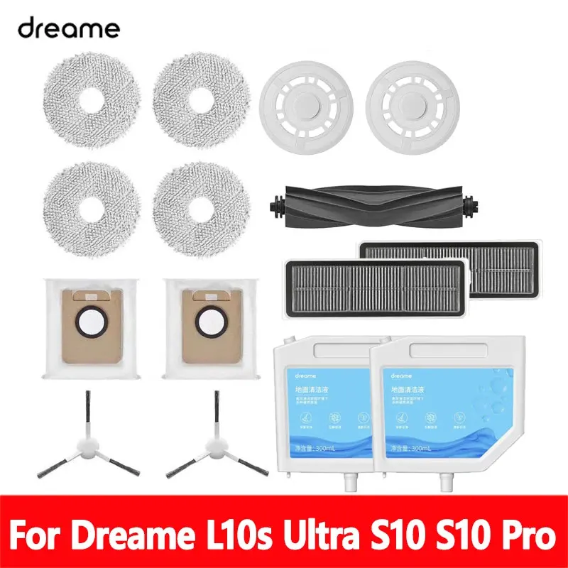 Dreame Bot L10s Pro/ L10s Ultra Robot Vacuum Cleaner Spare Parts, Rubber / Side Brush Cover Filter Mop Rag Dust Bag Optional