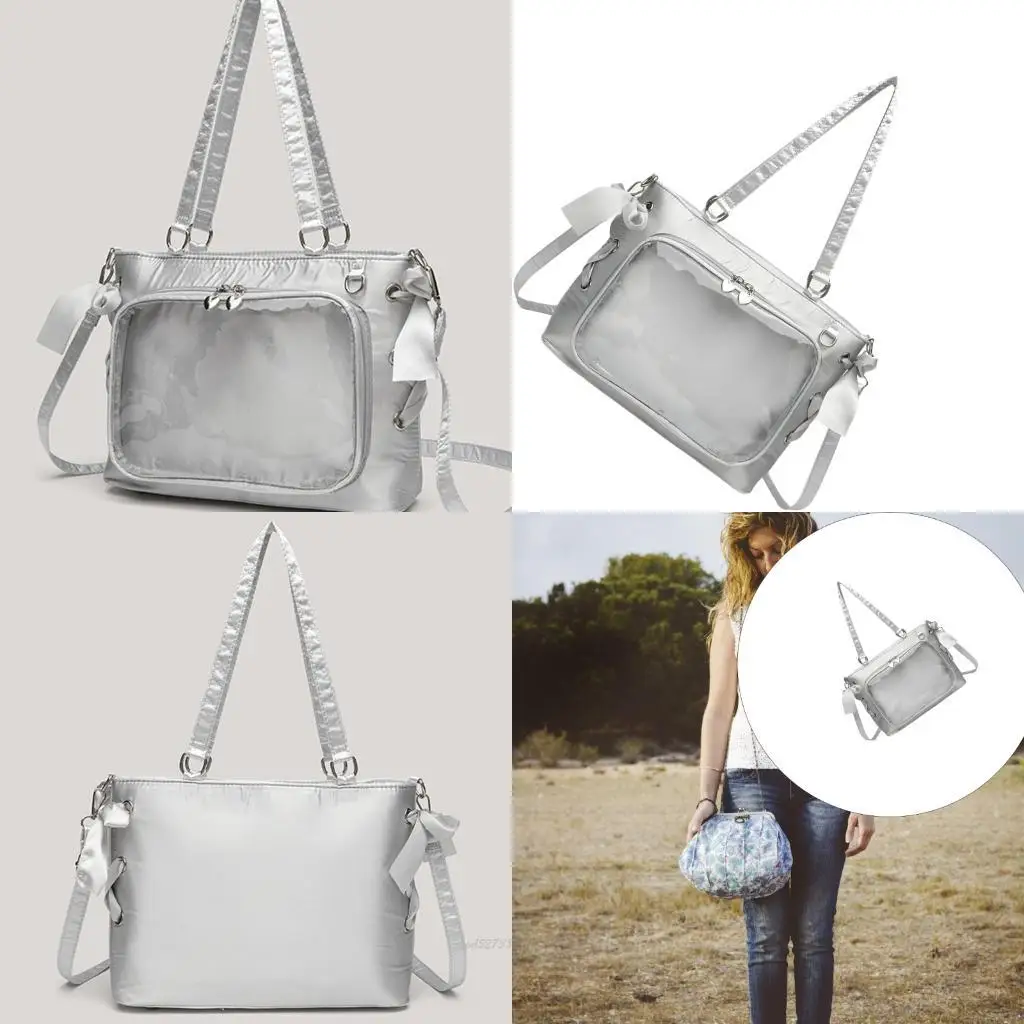 

X5XA Women Shoulder Bag Fashion Handbag Dating Bag Clear Bag Casual Crossbody Bag Tie Bows Itabag