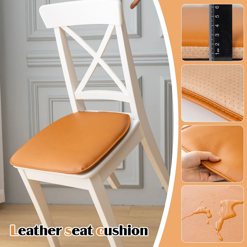 

40x43cm PU Leather Waterproof Seat Cushion Thickened Dining Chair Pad Horseshoe-Shaped Non-slip Stool Dirt-Resistant Cushion