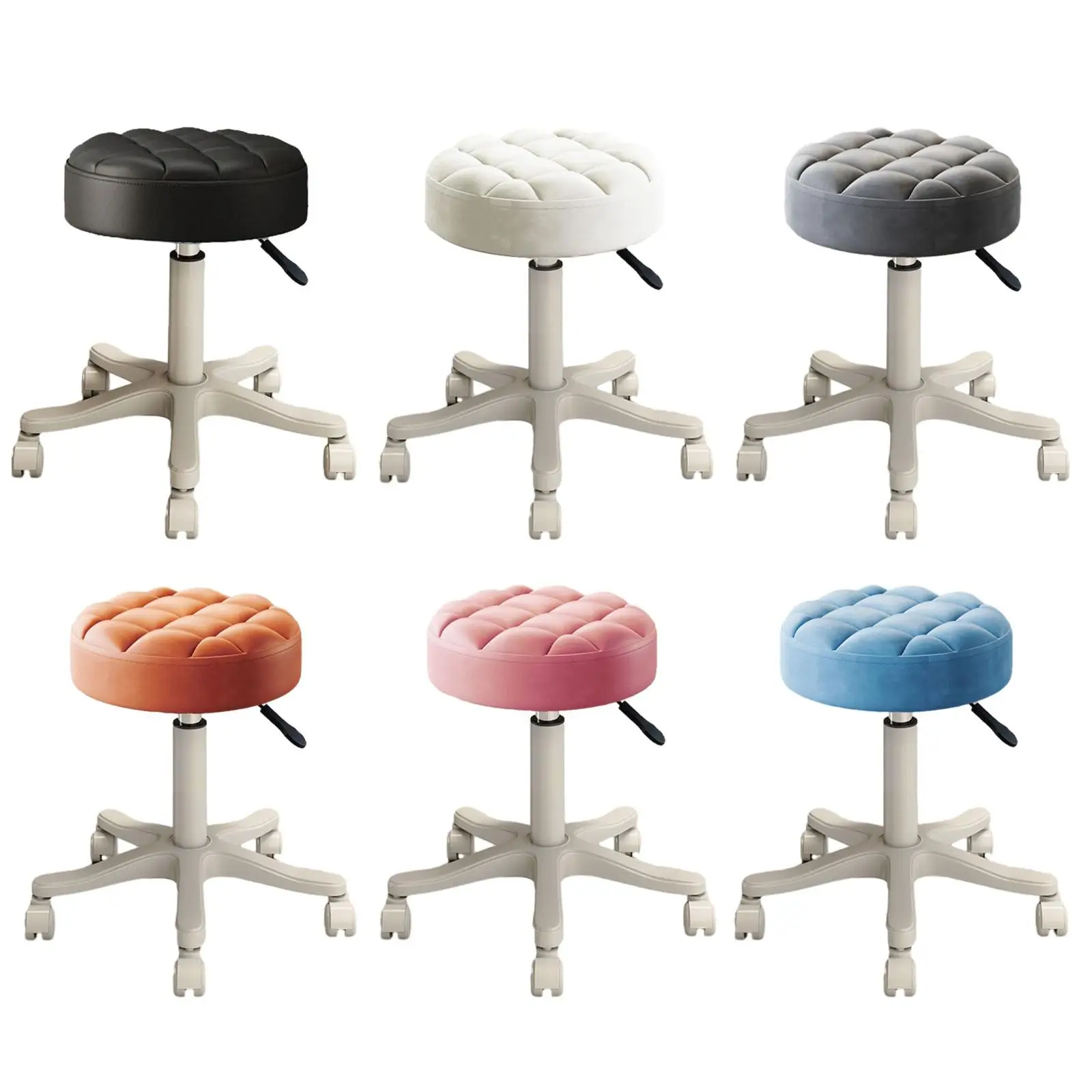 Round Rolling Stool Work Massage Stools Task Chair Lift Stool Swivel Height Adjustment SPA Stool for Office, Barbershop, SPA