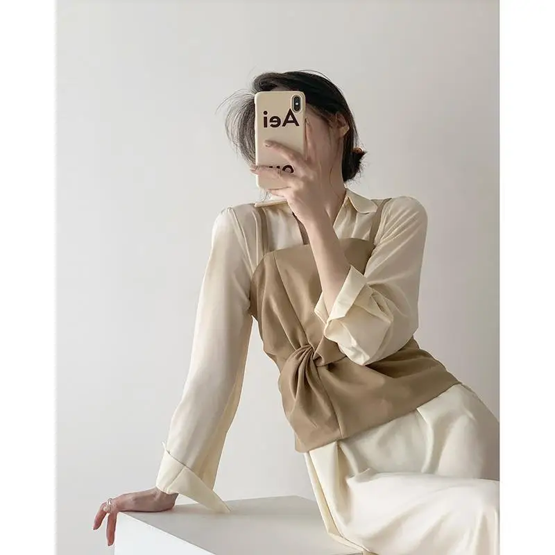 

Two-piece Suit Skirt 2025 Autumn New Women's Niche Design High-end Fashion Temperament Shirt Dress
