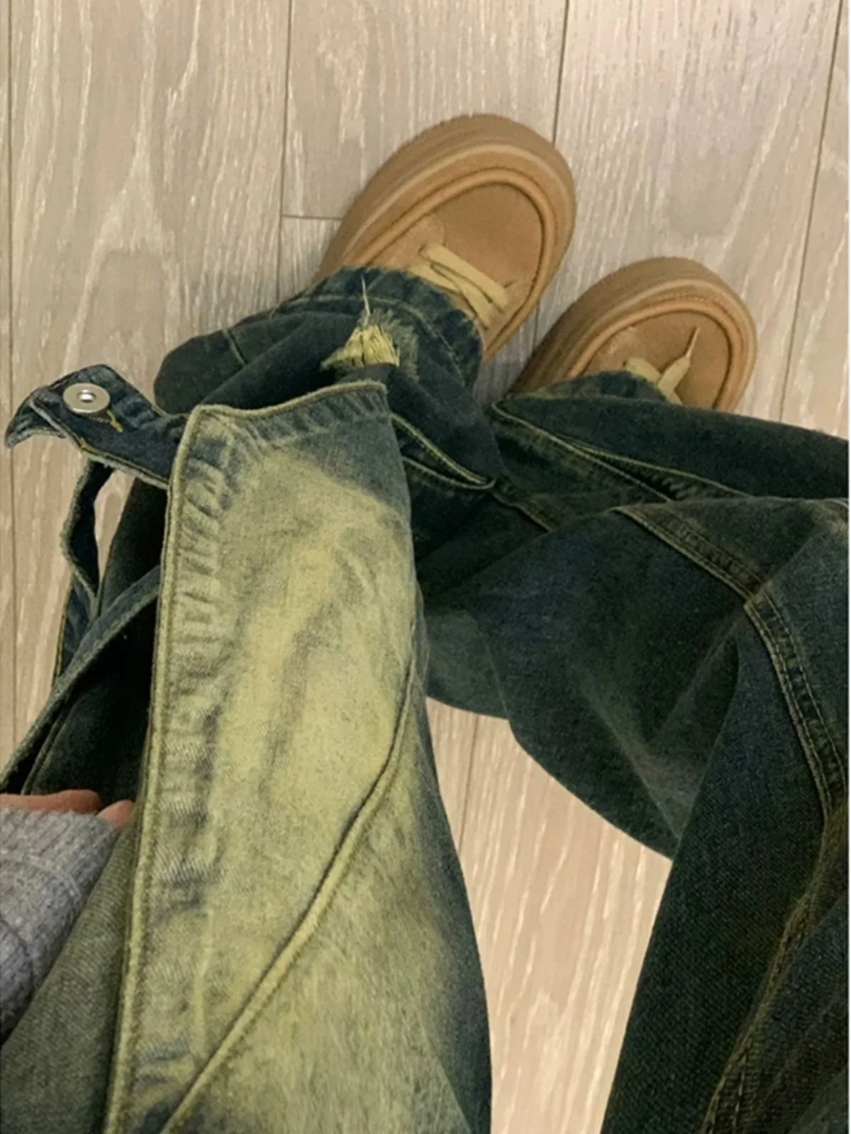 

Men's Workwear Jeans Straight Leg American High Street Waed Wide Leg Pants Hip Hop Long Trousers Splicing Design Sensation