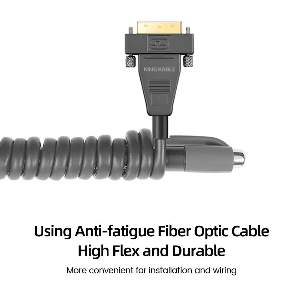 KING KABLE Active Optical Fiber DVI Cable DVI to DVI 24+1 Dual Link 4k60 30 Video Cable For PC Host Led Matrix Projector 10m 20m