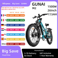 GUNAI M2 Ebike 2000W Dual Motors Electric Bike 26x4.0 Off Road Fat Tire Electric Bycicles with 130NM Torque 48V 17.5AH Battery