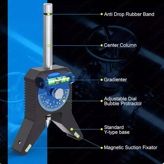 Pipe center locator, with magnetic center locator head, pipe fitting tool center locator