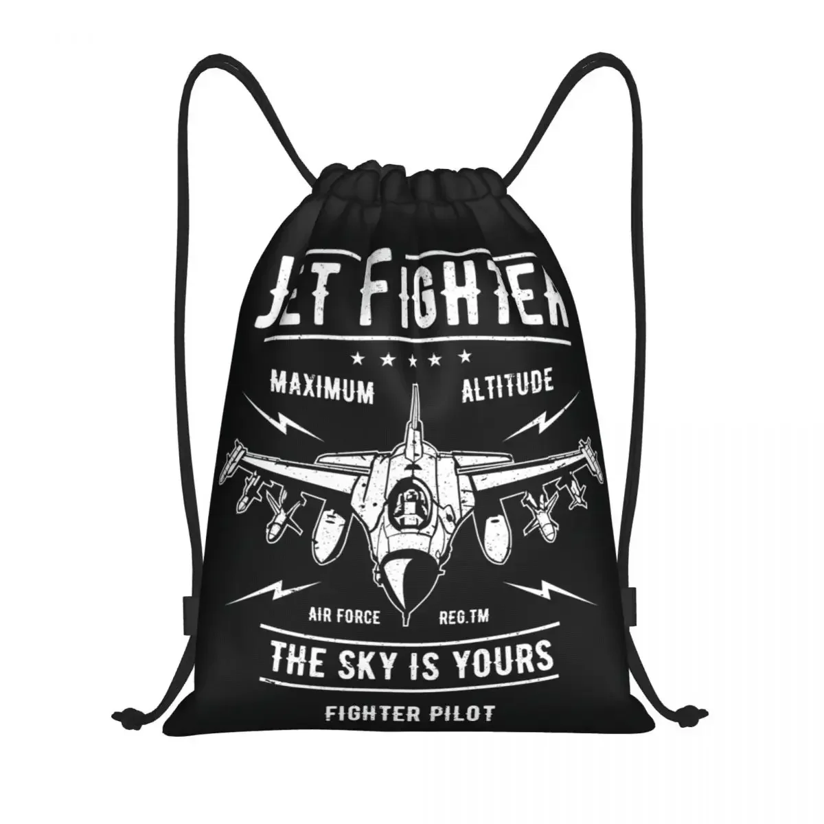 

Jet Fighter Drawstring Backpack Women Men Sport Gym Sackpack Foldable Pilot Aviation Airplane Plane Shopping Bag Sack