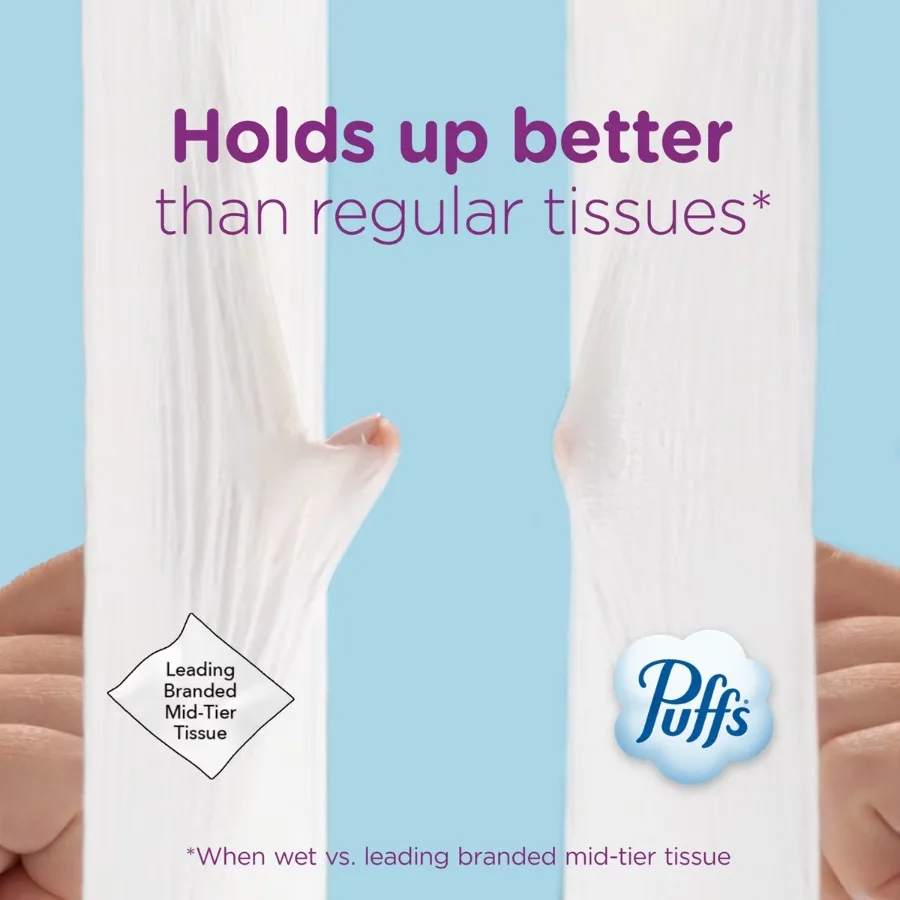 Ultra Soft 2‑Ply Facial Tissues, 72 Count, Square Container, Gentle Disposable Face Tissue for Daily Use