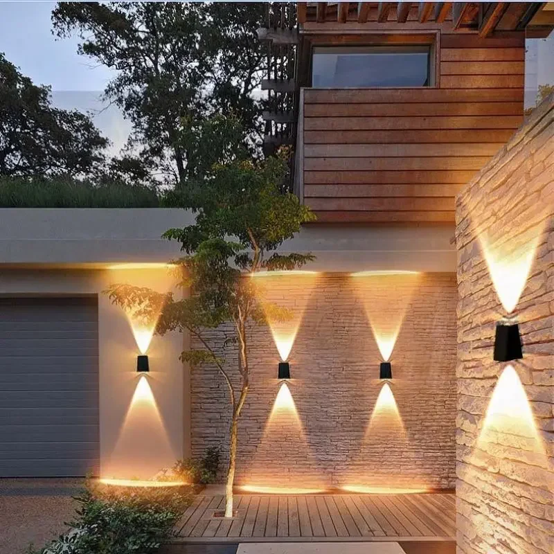 Solar energy induction wall lamp up and down light outdoor waterproof villa courtyard landscape super bright spotlights