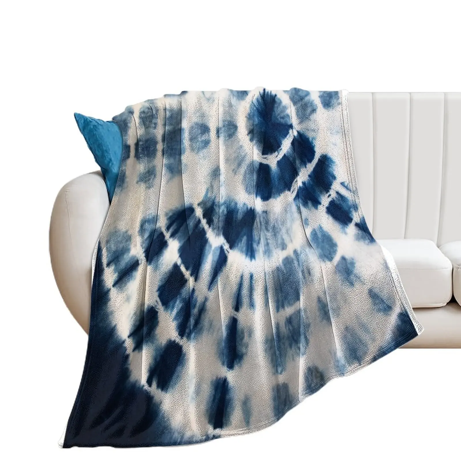 Tie Dye Indigo Circle Burst Throw Blanket Custom heavy to sleep Thins Blankets