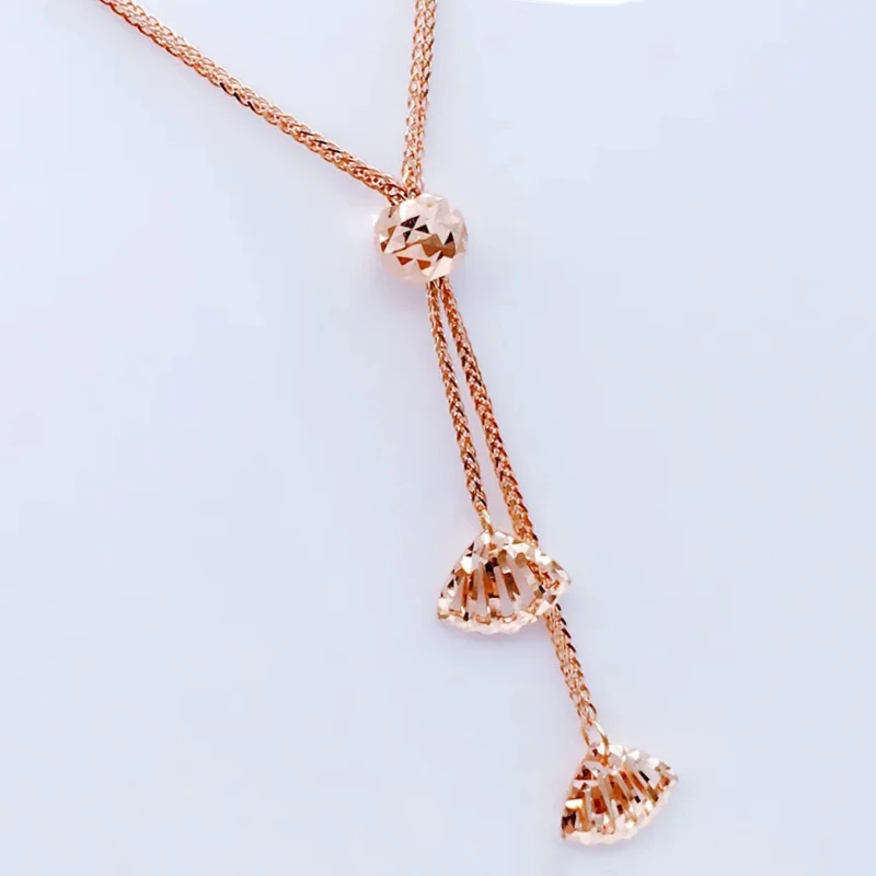 585 purple gold seashells necklace 14K rose gold fashion tassel chains pendant elegant light luxury jewelry for girlfriend gift