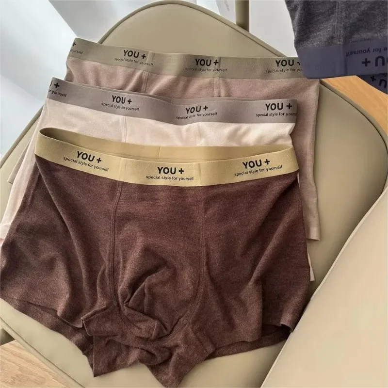 Cuecas boxer de algodão confortáveis masculinas, calcinha de cintura quente, roupa íntima de seda de malha sexy para adultos, algodão, roupa íntima sexy masculina