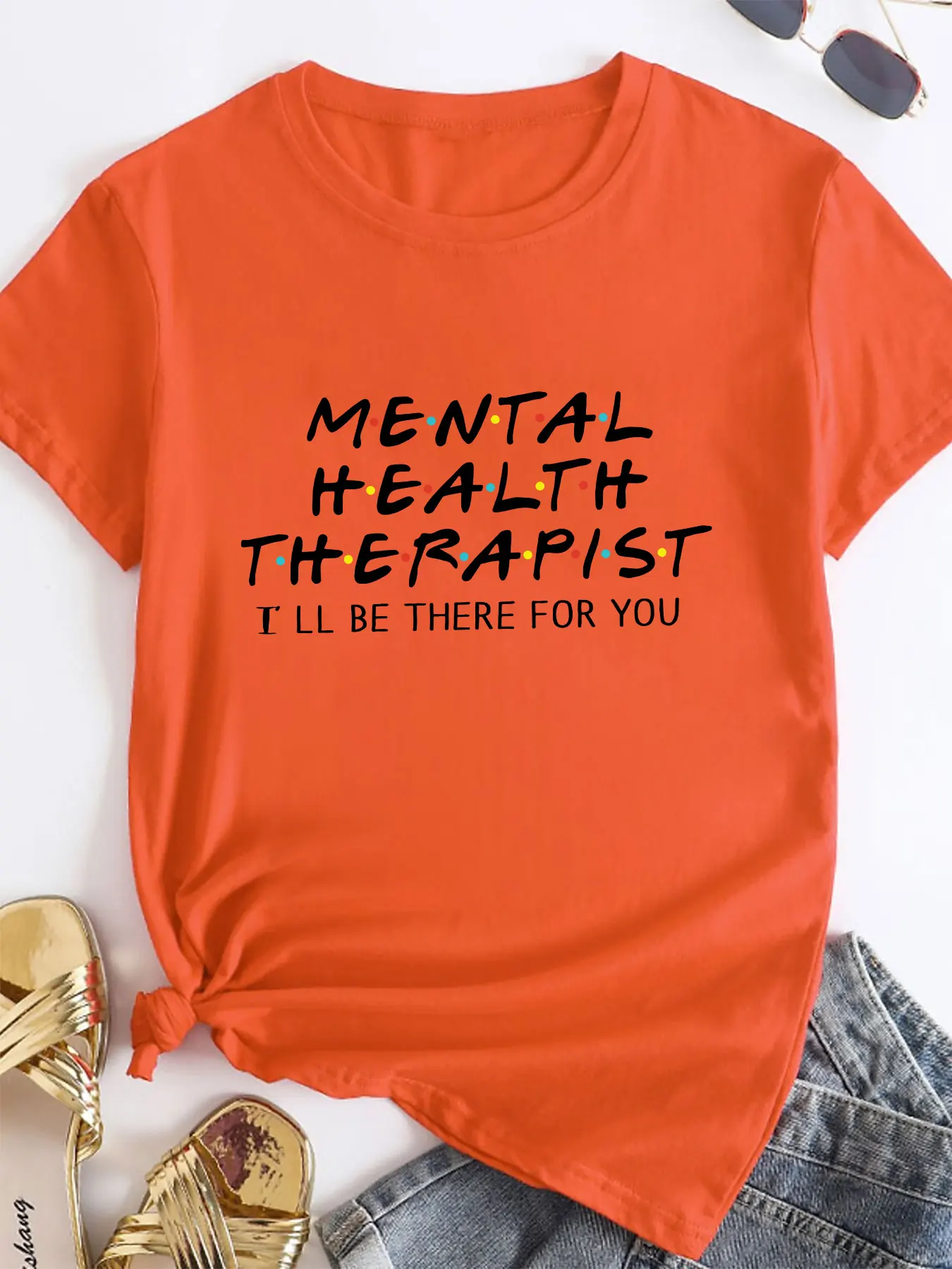 Mental Health Therapist Shirt 100%Cotton Casual O-Neck Women T Shirt Psychologist Shirts Counselor Gift Mental Health Tee