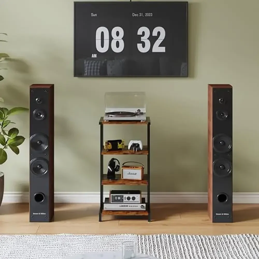 AV الوسائط حامل رف زاوية مكون خشبي خزانة ستيريو الصوت رف برج دائم قابل للتعديل الفضاء توفير تخزين مشغلات DVD