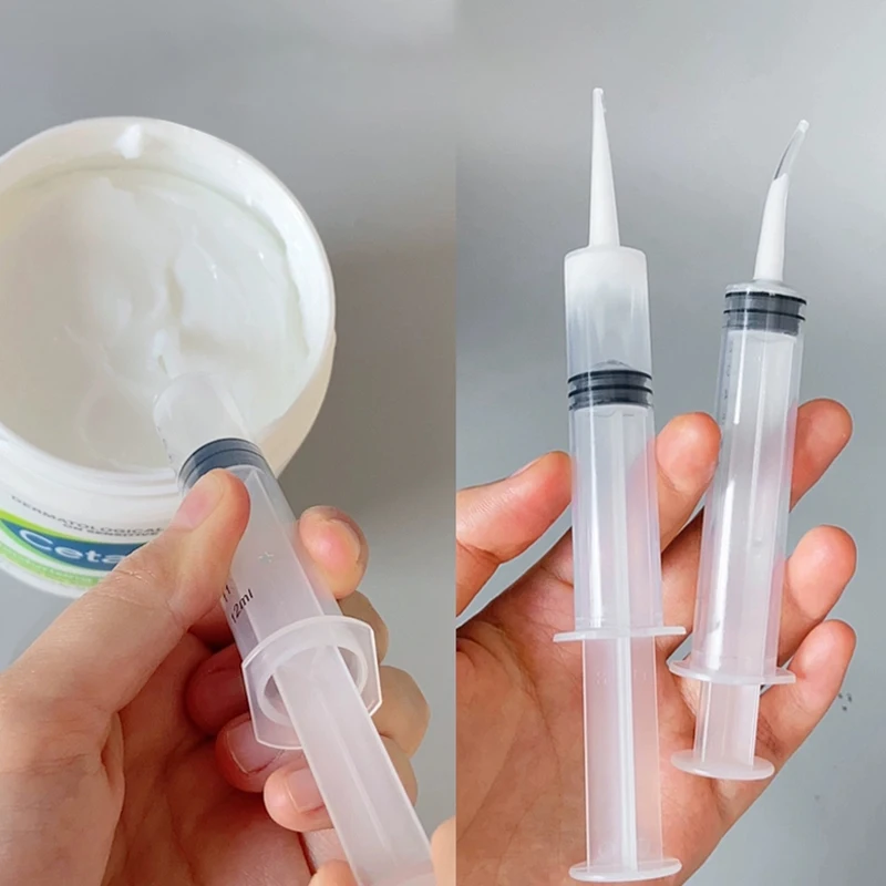 Multi-purpose Plastic Syringe Curved Tip/Straight Tip No Needle 12ml Syringes For Liquid Transparent Plastic Liquid Dispensing