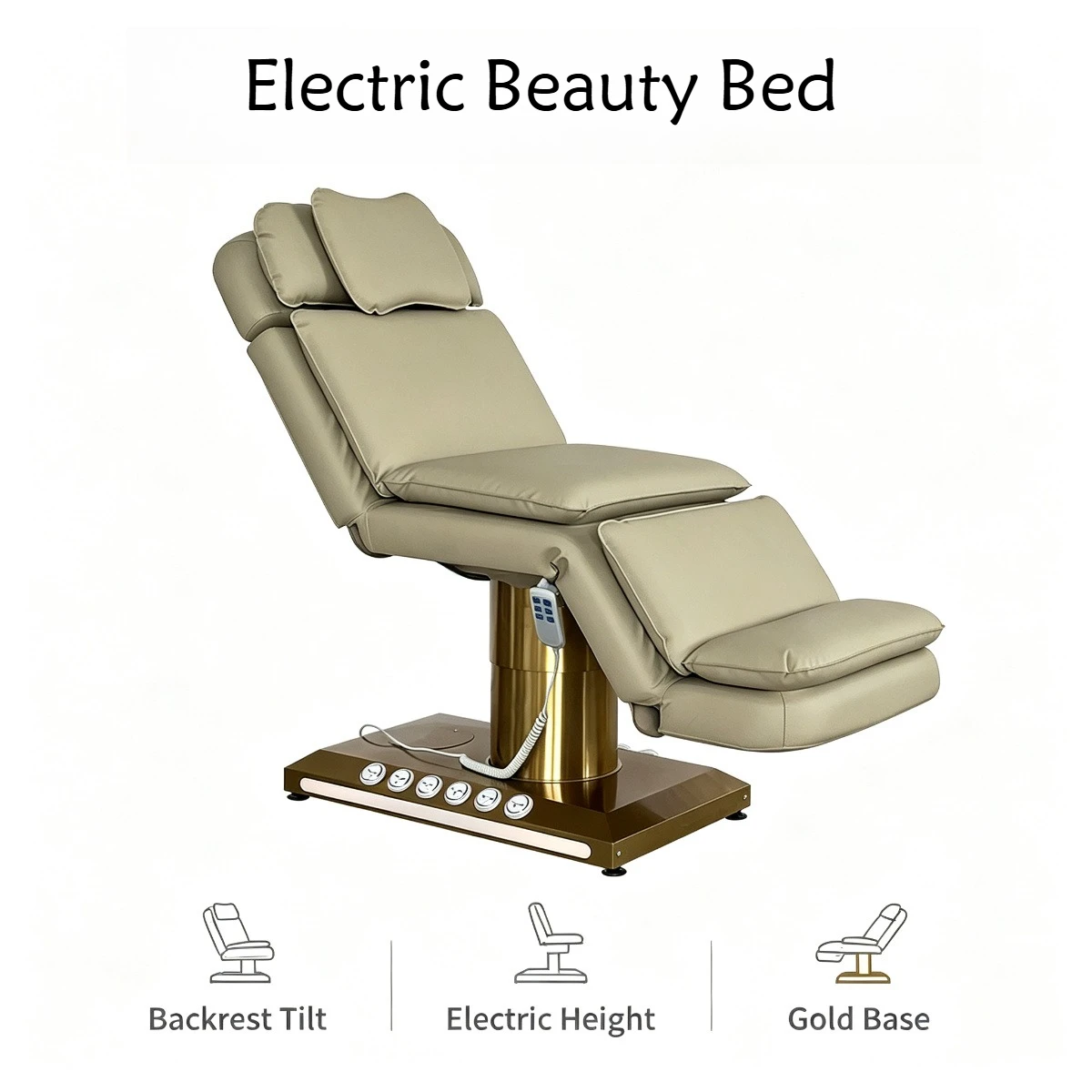 Salon-Grade Electric Beauty Bed Height Adjustable Injection Lash Permanent Makeup Bed for Commercial Spa Clinic