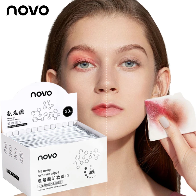 ผ้าเช็ดทำความสะอาดเครื่องสำอาง 30 ชิ้นสำหรับผิวหน้า, ให้ความชุ่มชื้นและอ่อนโยน, ทำความสะอาดอย่างล้ำลึกโดยไม่มีสารตกค้าง, บรรจุแยกชิ้น, ใช้แล้วทิ้ง