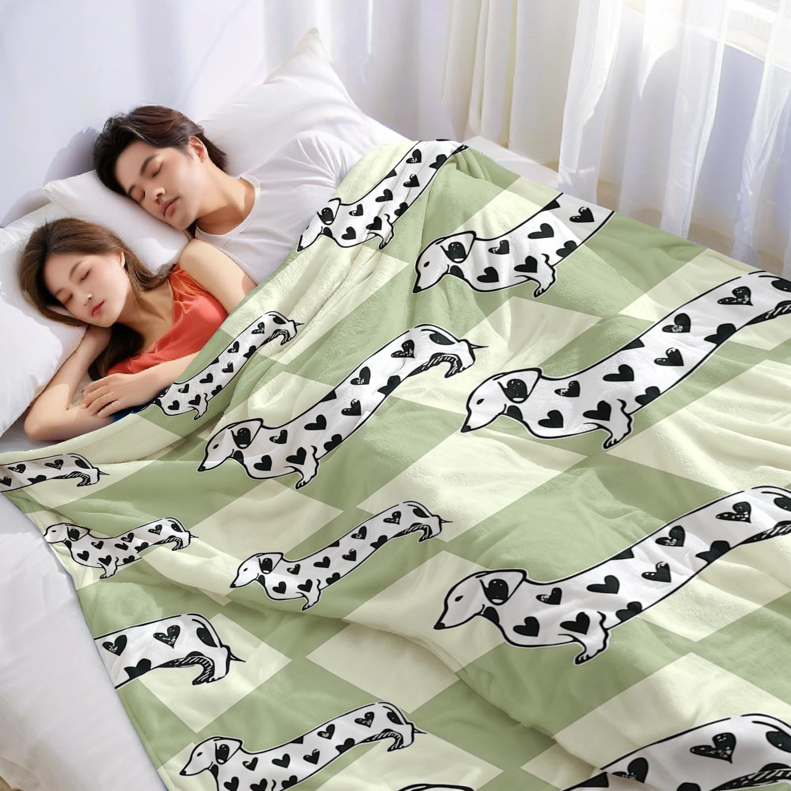 ダックスフント柄 軽量マイクロファイバー ソフトクリスマスフ - Christmas Throw Blanket のレビューと価格