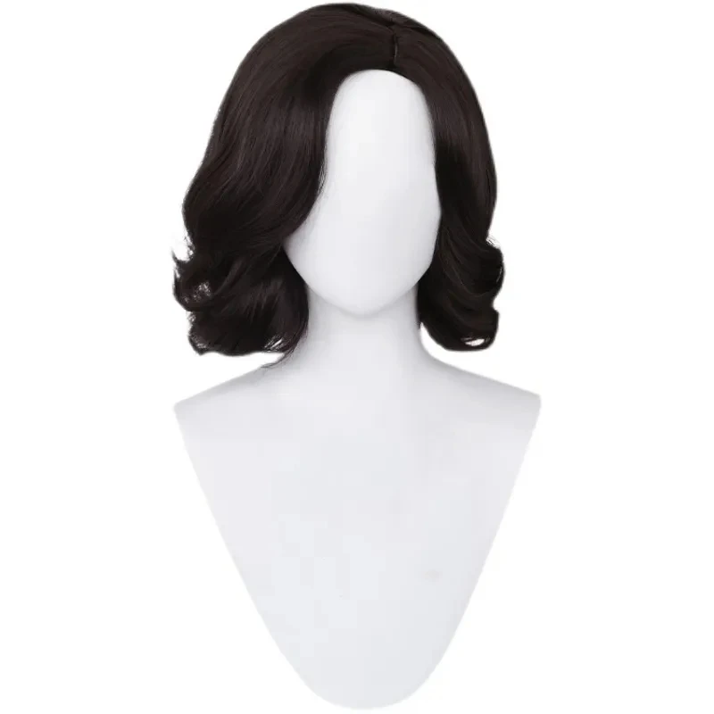 Village Alcina Dimitrescu Cosplay Wig Vampire Madam Biohazard Village Short Black Curly Synthetic Hair Lady Dimitrescu Wig