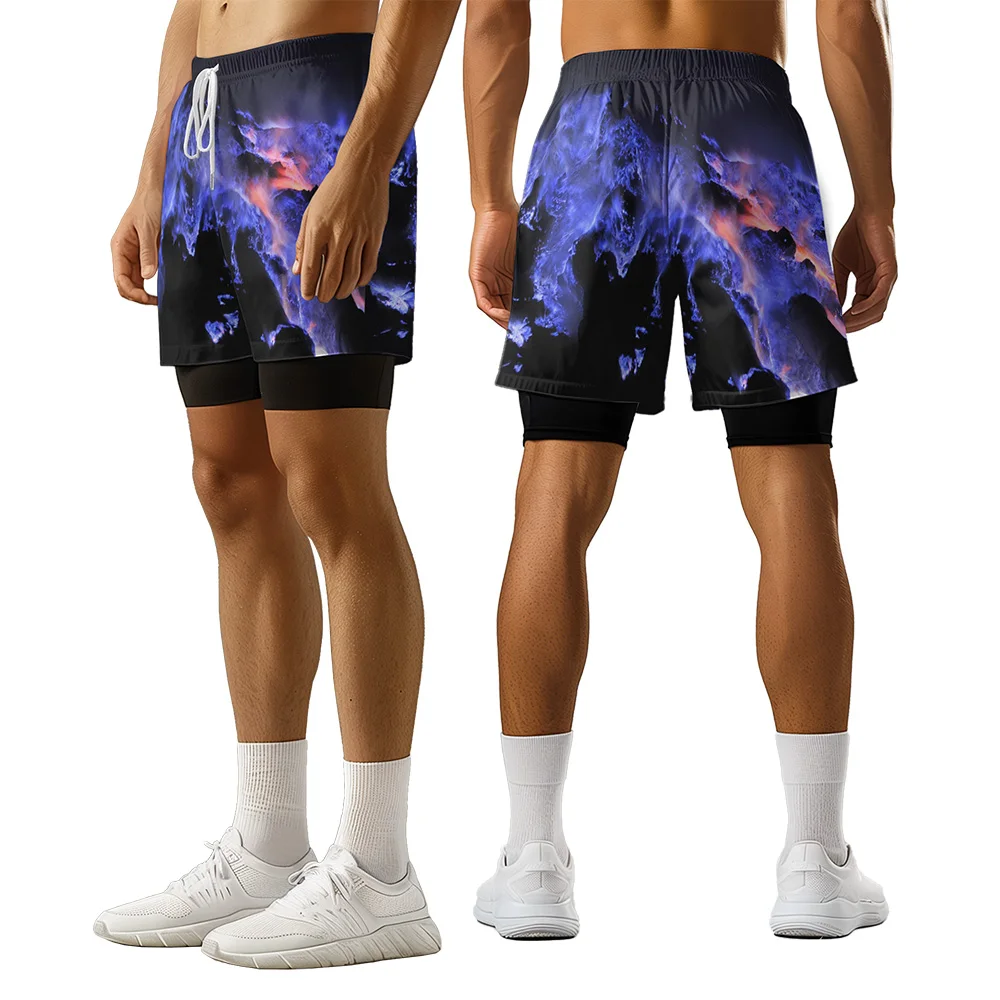 

2024 New original design Flame Graffiti Summer 3D Premium Print Casual trend Sports High Street Ice Skating camo shorts